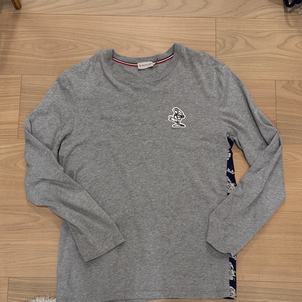 Moncler Gray Long Sleeve Tee with Character Patch L
